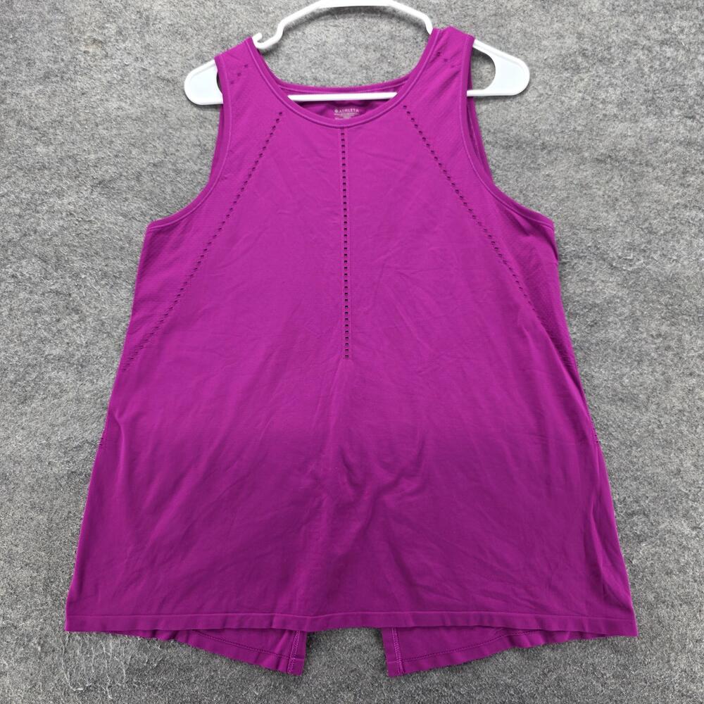 Athleta Tank Womens L Purple Crew Neck Open Back Stretch Lightweight Athletic